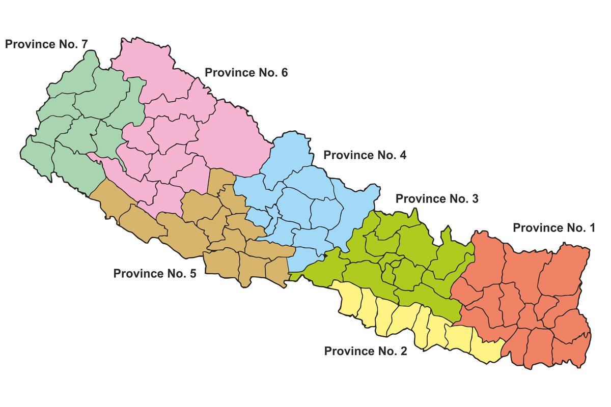 Žemėlapis nepalo provincijose 