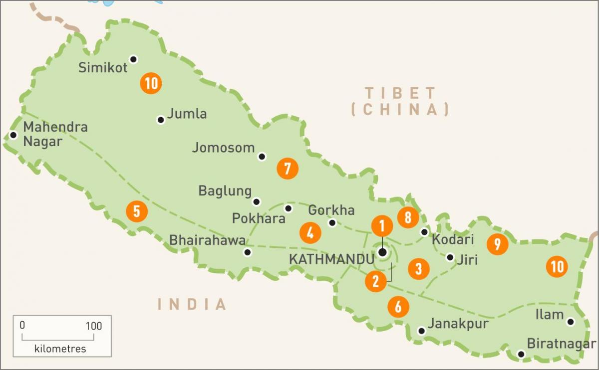 nepalas žemėlapį su regionais