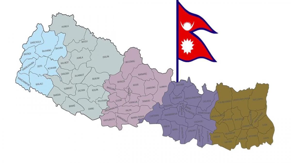 Žemėlapis nepalo su vėliava