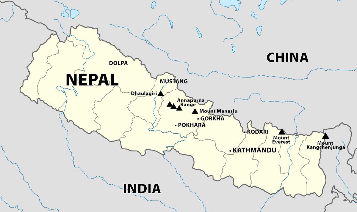 Žemėlapis nepalo himalajuose