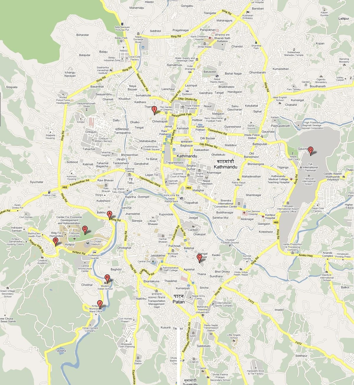 Žemėlapis ktm nepalas