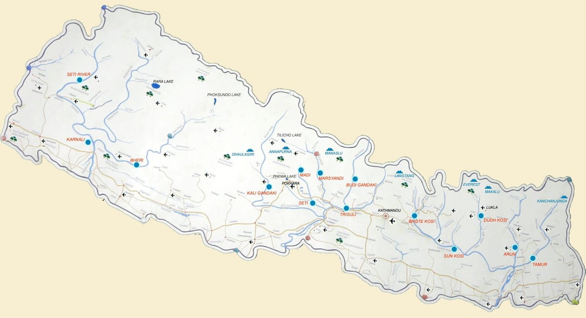 žemėlapis nepalo su ežerais