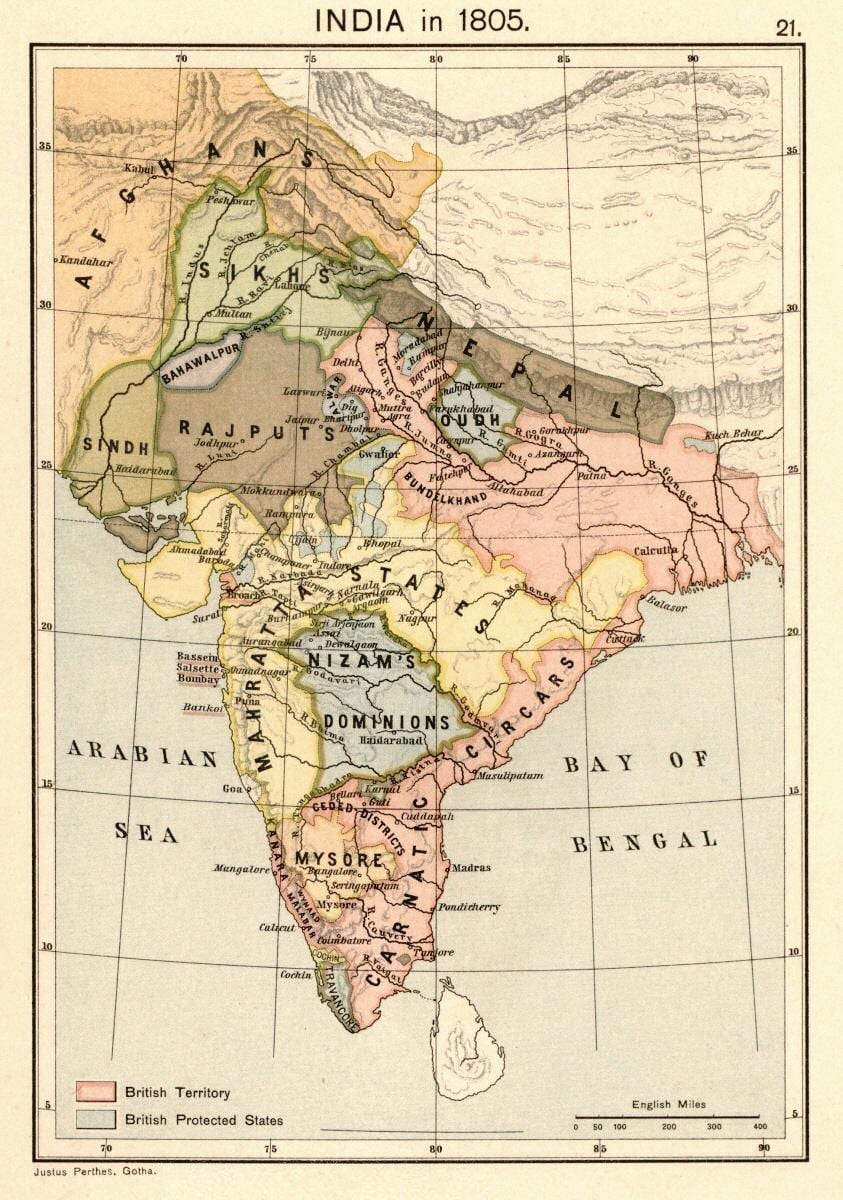 žemėlapis nepalo prieš 1816