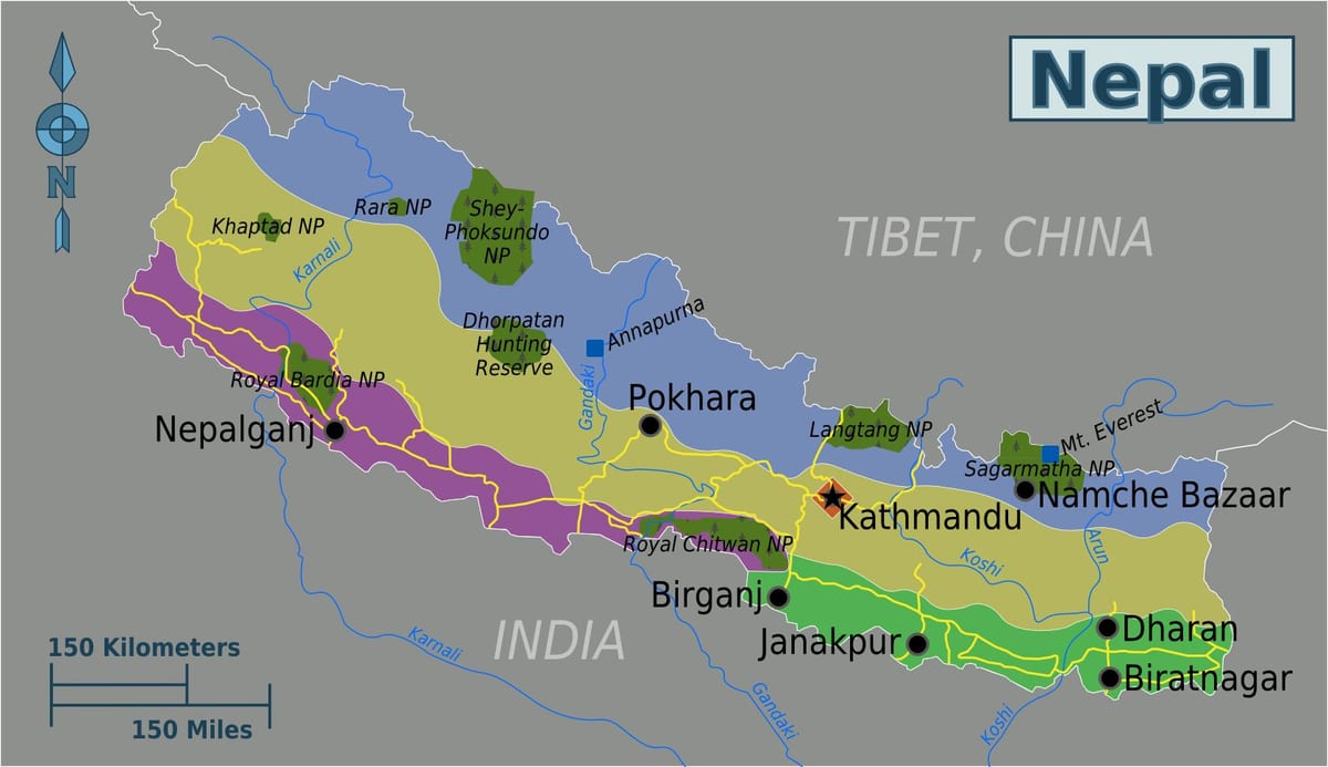 geografinis žemėlapis iš nepalo