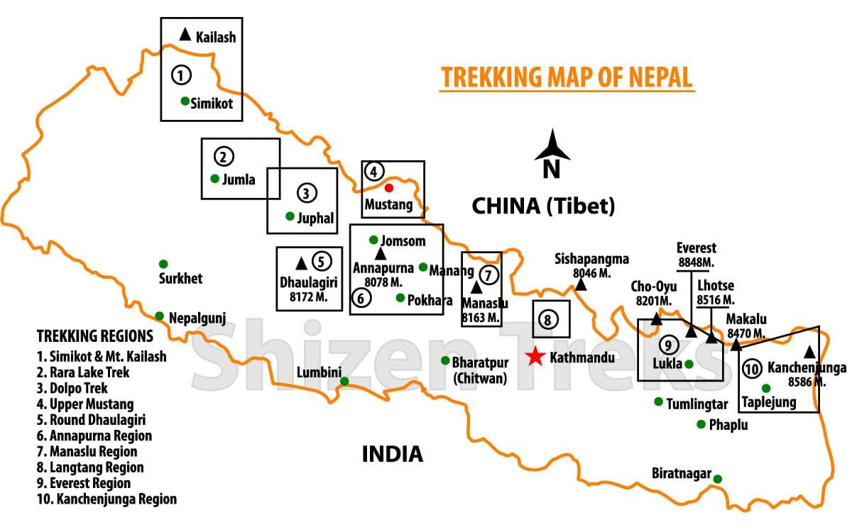nepalas žygį žemėlapyje