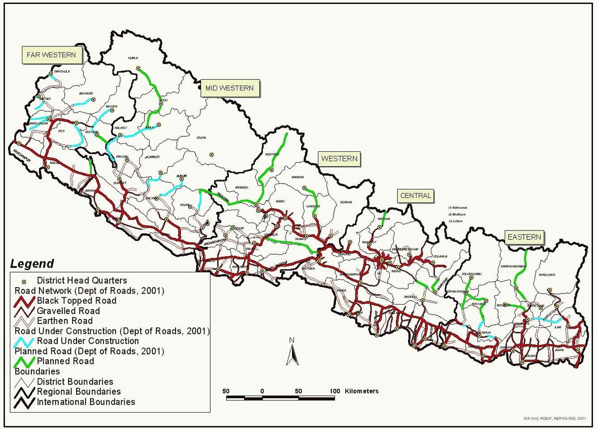 Žemėlapis nepalo maršrutą