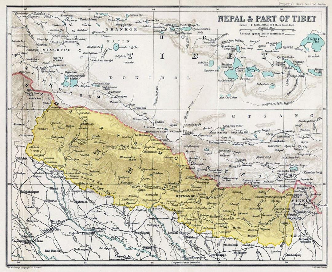 labai senas žemėlapis nepalas