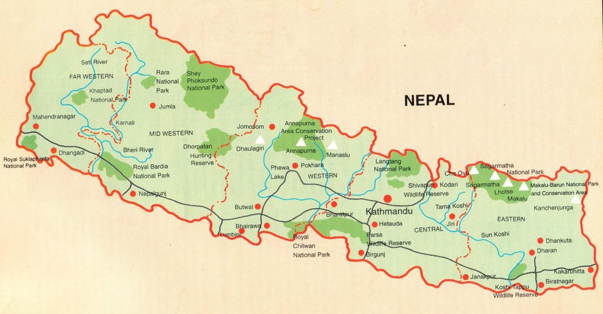 Žemėlapis nepalo turizmo gidas