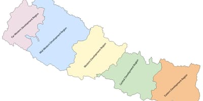 Žemėlapis nepalo su penkių plėtros regione