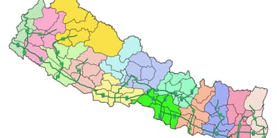 Žemėlapis nepalo su magistraliniais keliais