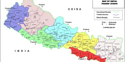 7 pradešo valstijoje, nepalas žemėlapyje