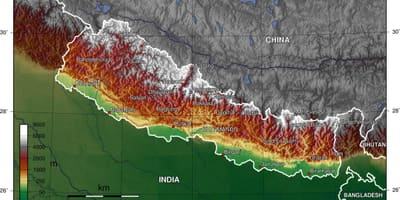 Nepalas aukštis žemėlapyje