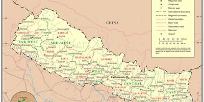 Indijos-nepalo pasienio kelių žemėlapį