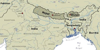 Žemėlapis butanas nepalo ir tibeto