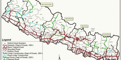Nepalas žemėlapį užmiestyje